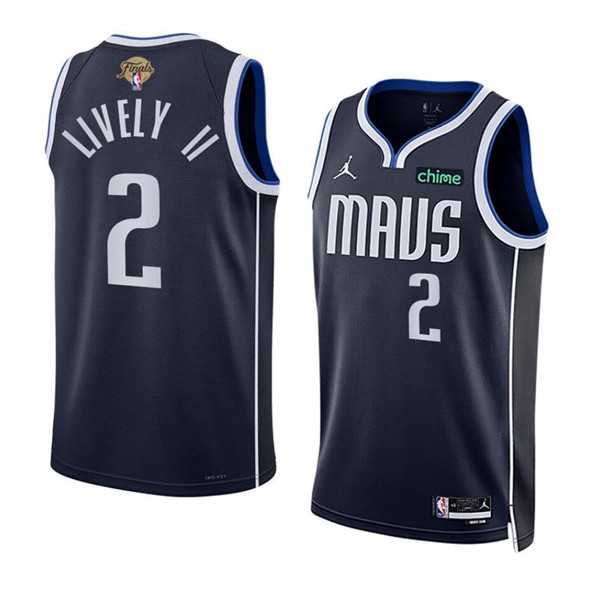 Mens Dallas Mavericks #2 Dereck Lively II Navy 2024 Finals Statement Edition Stitched Basketball Jersey Dzhi